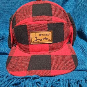 Locale Wool Blend Trapper Hat Unisex Ear Flaps Red Buffalo Plaid Adjustable